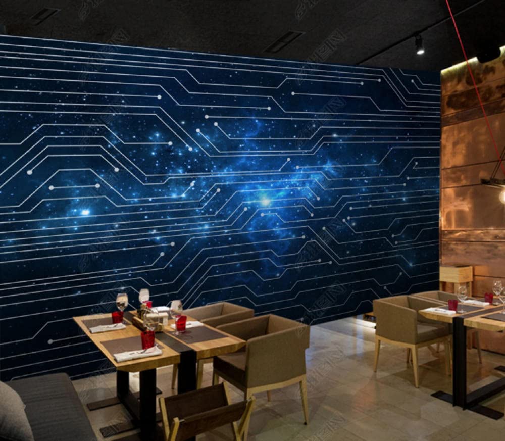 Adesivi murali 3d In piedi linee astratte Blue Starry Sky Circuit Board Technology Photo Wall Sticker Carta da parati soggiorno -400cmx280cm