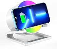 15 W Wireless Charger with Bluetooth Speaker and Night Light Induction Wireless Chargers with 5 RGB Light Modes Touch Dimmable Bedside Lamp Gifts for Women and Men