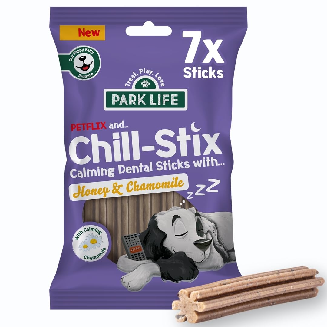 PARK LiFE - Chill-Stix Honey & Chamomile, 7 Medium Sticks, Calming Dog Treat, Puppy Friendly Snacks, 180g Pack