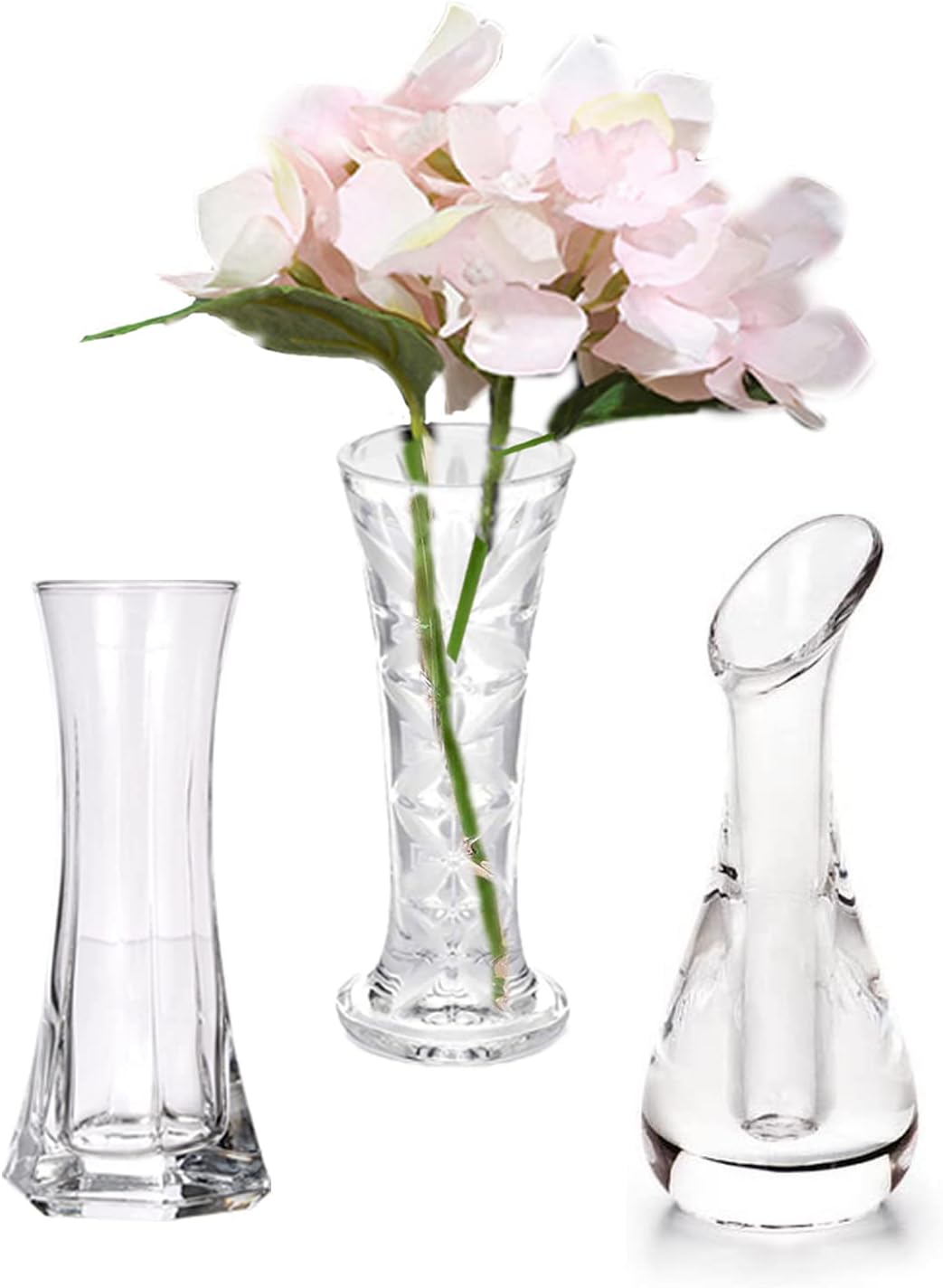 Clear Plastic Acrylic Vase Esmiome - Bud Vase 3pcs/Set Modern, Single Rose Vases, Small Vases for Flowers Crystal Cute Cheap Bulk Skinny Centerpieces Wedding, Home Table Decor