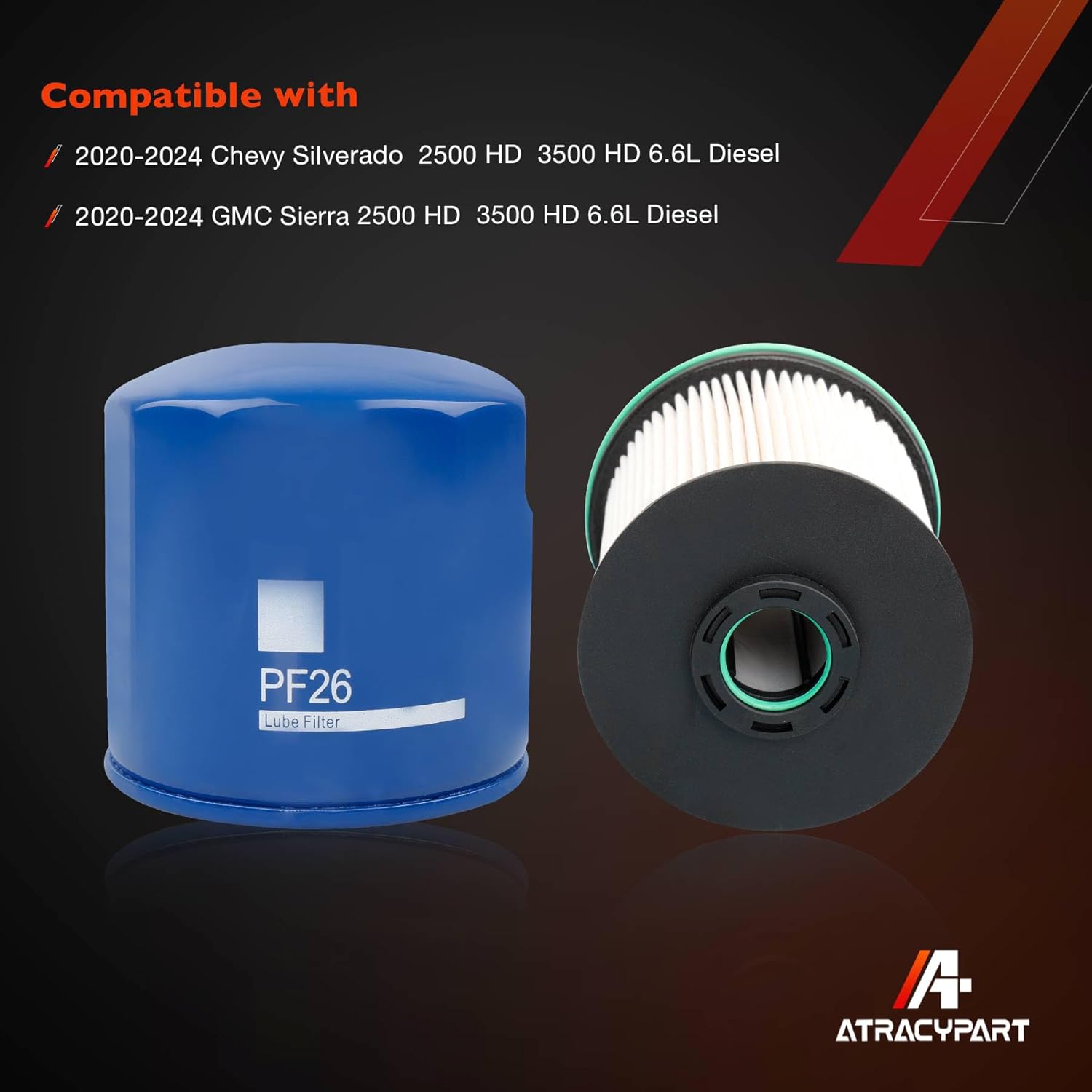 Diesel 6.6L Duramax Filter Kit- TP1015, PF26 A3248C (84554703) Fuel/Oil/Air Filter Compatible with 2020-2024 Chevy Silverado/GMC Sierra 2500 HD 3500 HD Engine