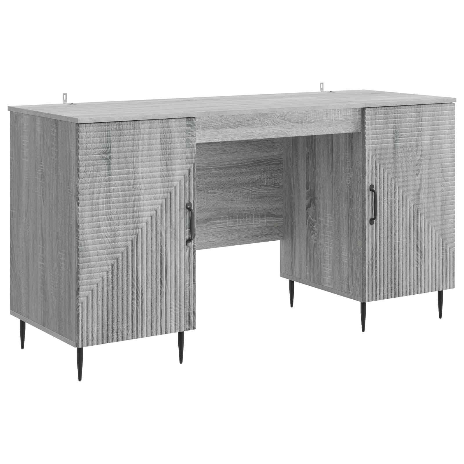 Sonoma biurko szare 142,5 x 50 x 75 cm, materiał drewnopochodny, biuro, miejsce pracy z miejscem do przechowywania, regał, drzwi uchylne, do domu, gabinetu