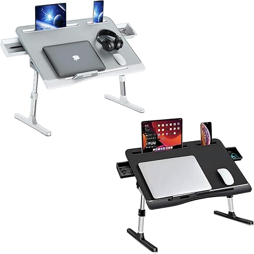 Klear Escritorio plegable para laptop, soporte para laptop para cama, mesa de cama para laptop (XL, negro y gris)