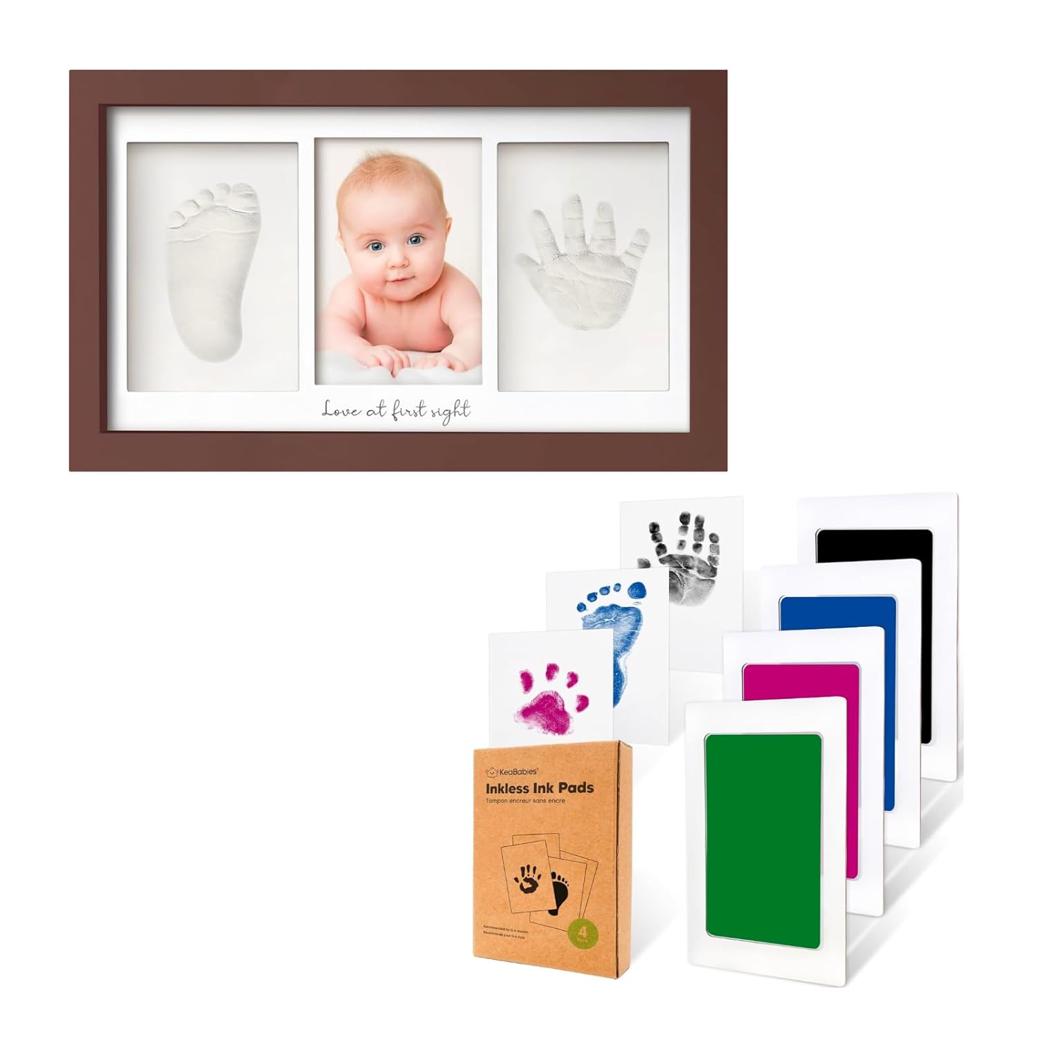 KeaBabies Baby Hand and Footprint Kit and Inkless Hand and Footprint Kit - Baby Footprint Kit, 4-Pack Ink Pad for Baby Hand and Footprints, Newborn Keepsake Frame, Dog Paw Print Kit