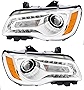 Gold Shrine For Chrysler 300 Headlight 2011 2012 2013 2014 Driver and Passenger Side Headlamp Assembly Replacement