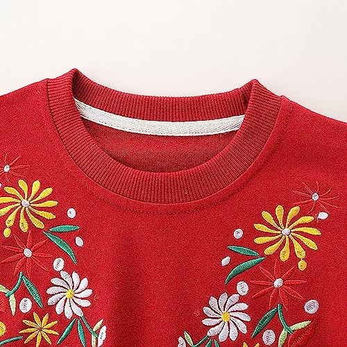 Boys Under Top 2023 New Pullover Round Neck Long Sleeve Sweatshirt Embroidered Floral Embroidered Flower T Shirt4