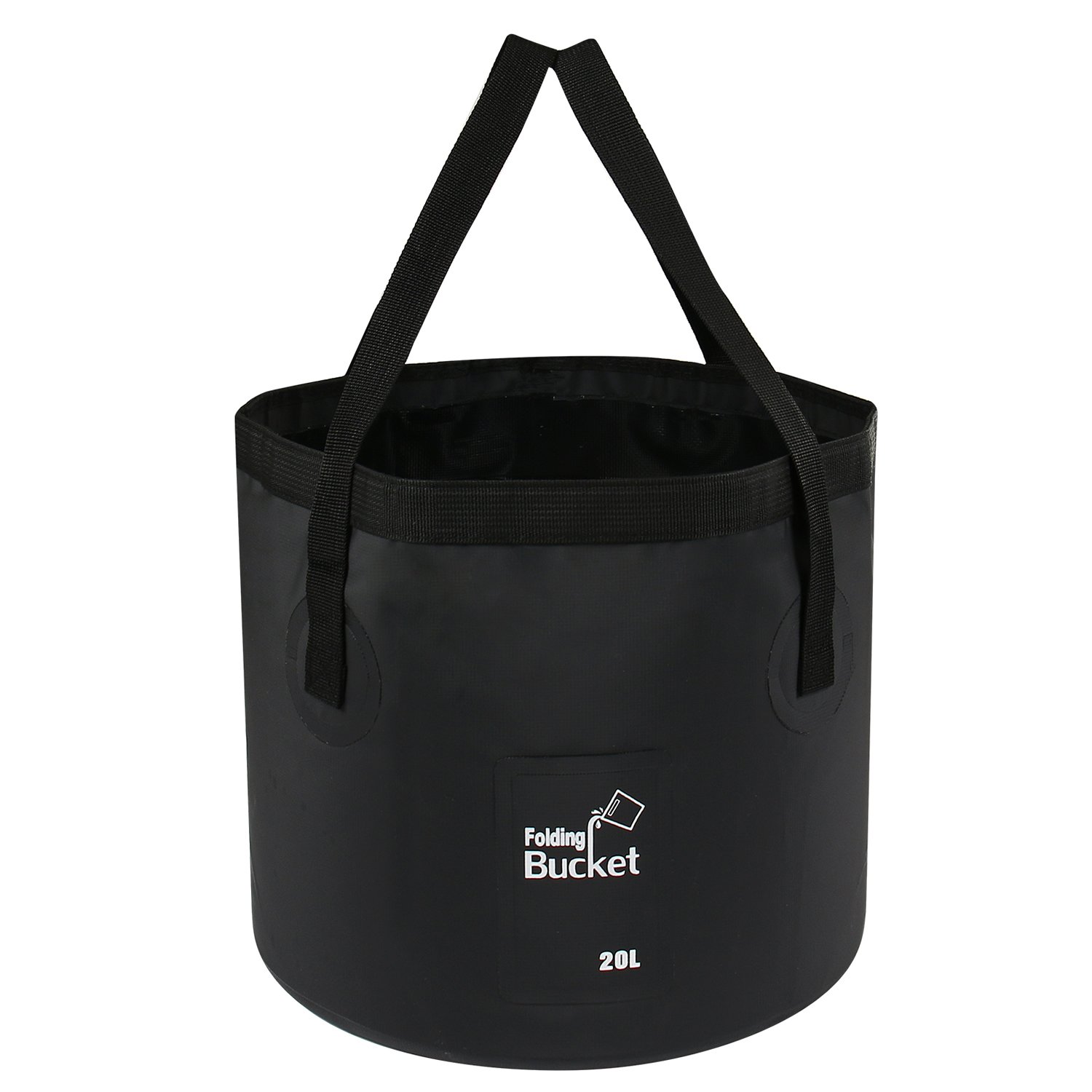 Igreely Black Folding Bucket - Foldable Camping Storage Container Collapsible Bucket 15L 20L Portable Lightweight Pail For Camping Traveling Hiking Fishing Boating And Gardening (, 20L) 12L