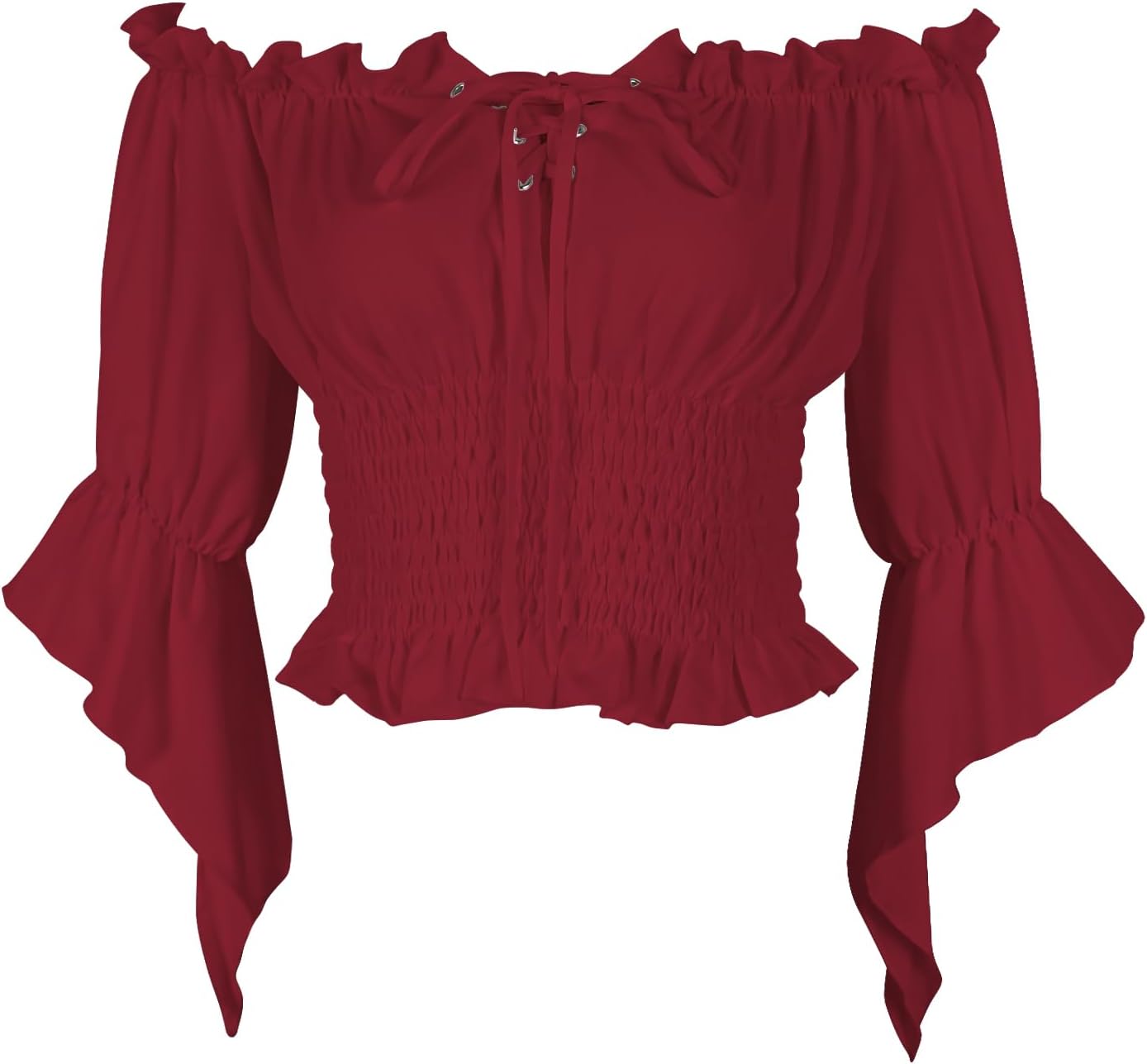 Teyujosem Women's Renaissance Shirt Off Shoulder Peasant Blouse Medieval Pirate Top