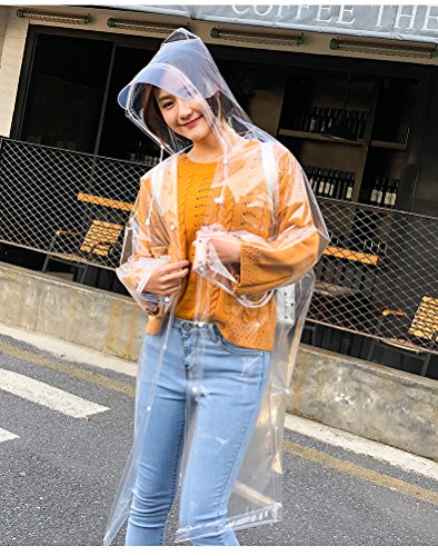Freesmily Super Transparent Raincoat for Women Fashion EVA Waterproof Rain Poncho with Hood Drawstring4