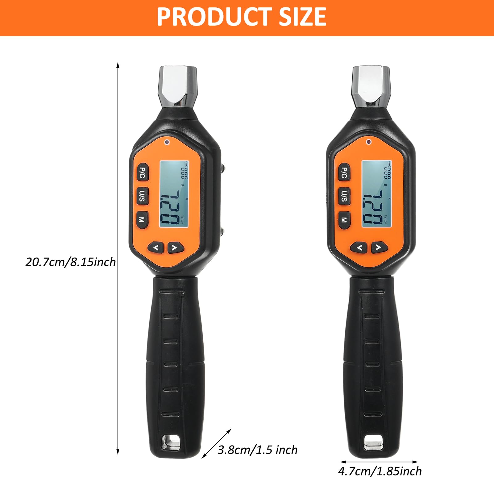 EWM-R-10 - Llave dinamométrica digital de cabeza intercambiable de 1/4 pulgadas, portátil, pantalla grande con sonido retroiluminado, alarma LED, modo preestablecido de pico en tiempo real, 3