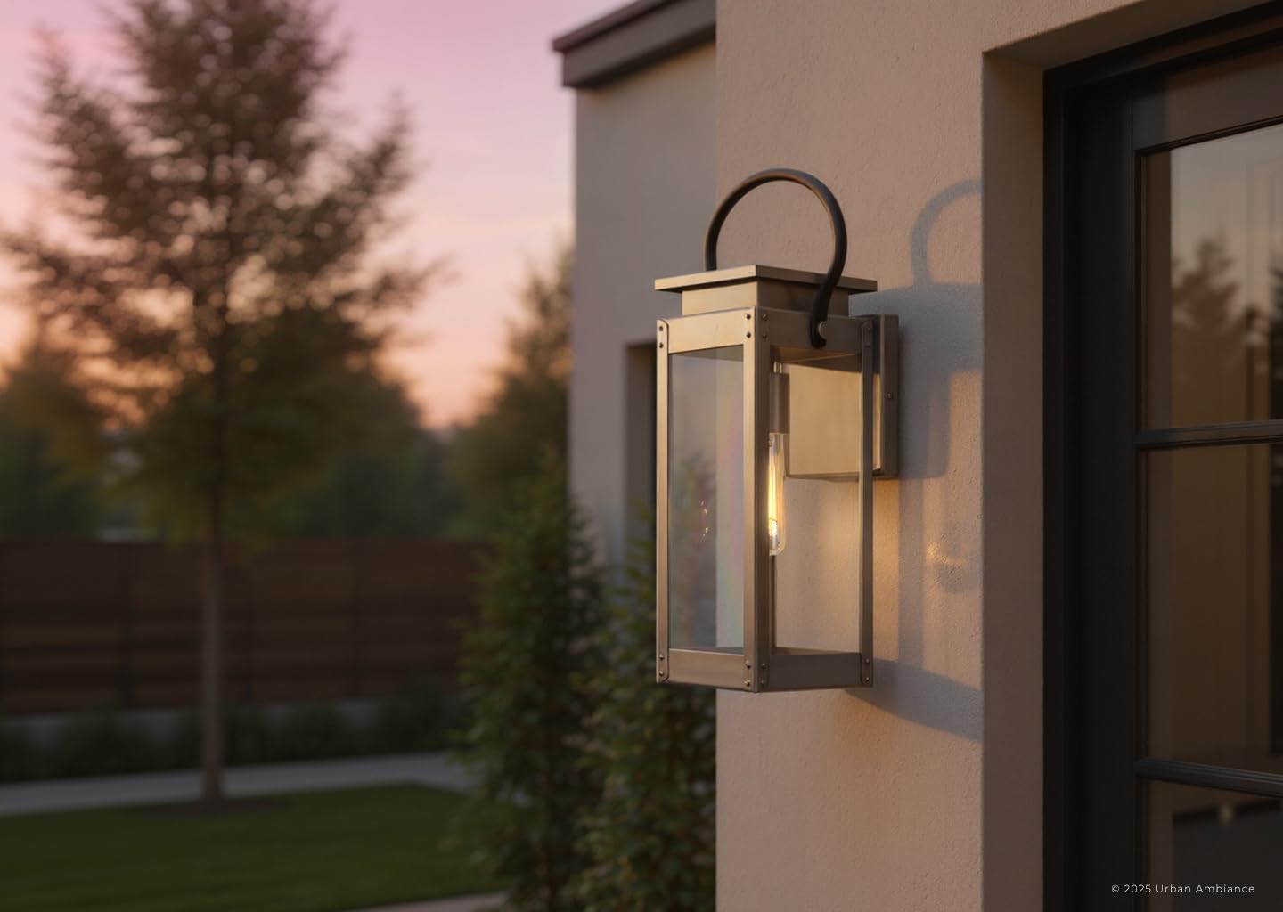 Urban Ambiance Luxury Modern Farmhouse Outdoor Wall Light, Medium Size: 15.875" H x 6.5" W, with Nautical Style Elements, Stainless Steel Finish, UHP1130, Darwin Collection