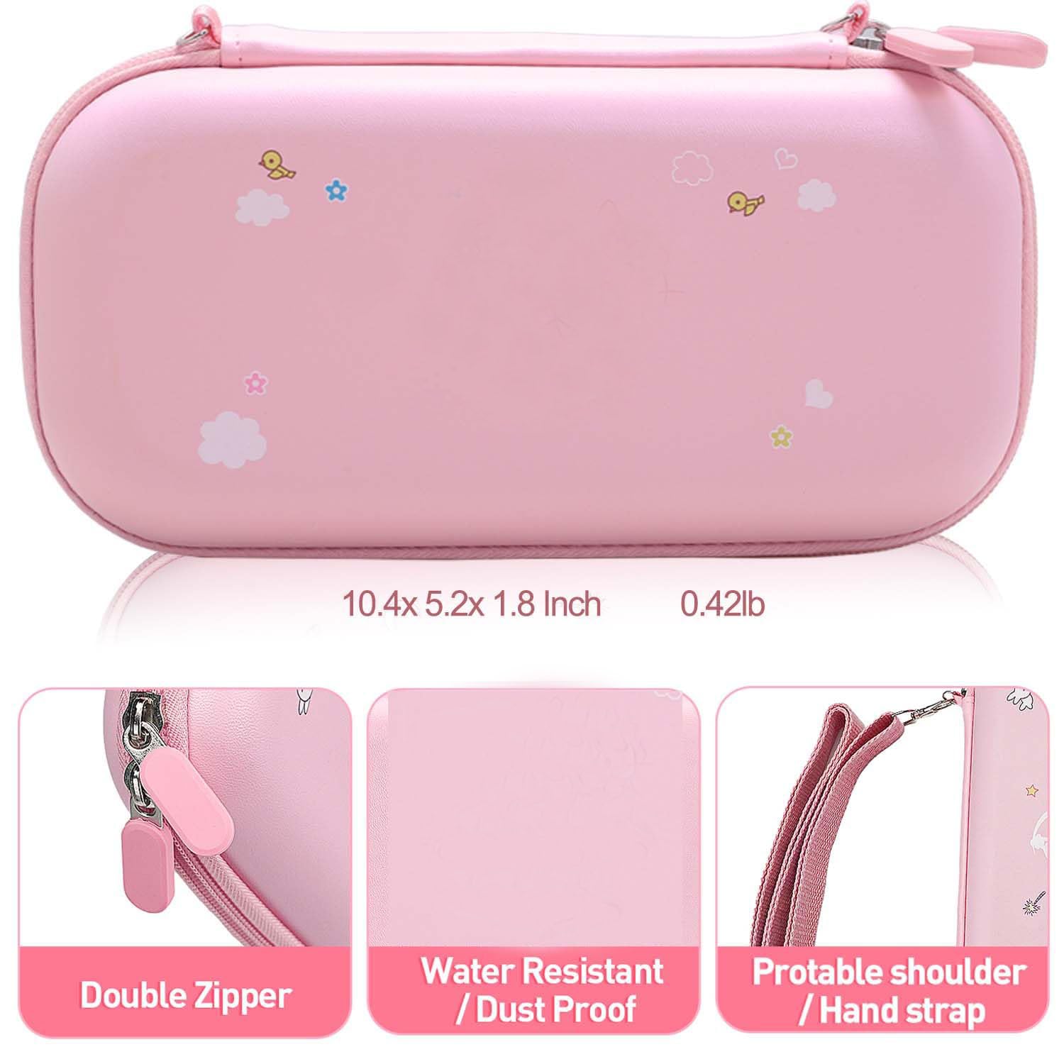 GUTIAL Accessories Bundle for Nintendo Switch - Cute Kawaii NS Accessories kit for Grils Boys Kids with Travel Carrying Case and Cartoon Dockable Protective Cover Case, Screen Protector, Stand - Pink