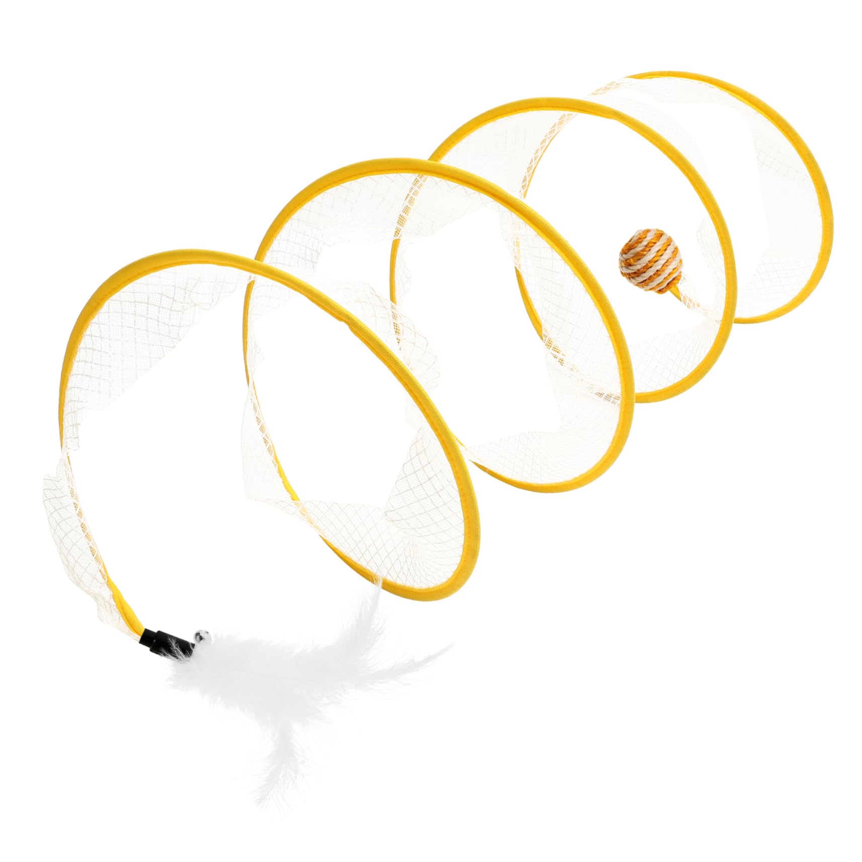 KESYOO Foldable Cat Tunnel Interactive Shaped Cat Plaything with Ball and Feather Durable Mesh for Kittens and Cats Indoor Fun