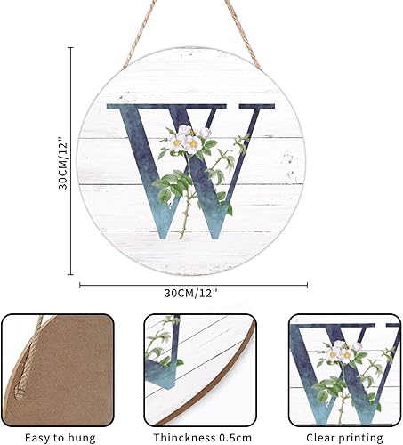 Vista 136 de Welcome Sign for Wall Initial Letter C Blue Round Wood Signs Monogram White Floral Wood Plaque Fresh Flowers 12in Mid Century Home Wall Decor for