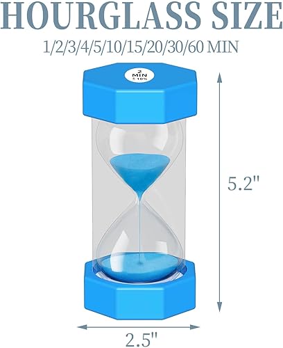 Miniatura 6 de YLTIMER Temporizador de arena de 3 minutos para niños, reloj de arena octágono irrompible, reloj de arena de plástico de 3 minutos, reloj de arena