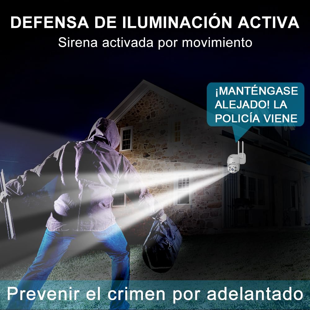 GENBOLT 2.5K Cámara Vigilancia WiFi Exterior con PTZ PoE Cámara | Seguimiento Automático, Detección Humana, Visión Nocturna a Color, Sirena Activa Alarma, CCTV