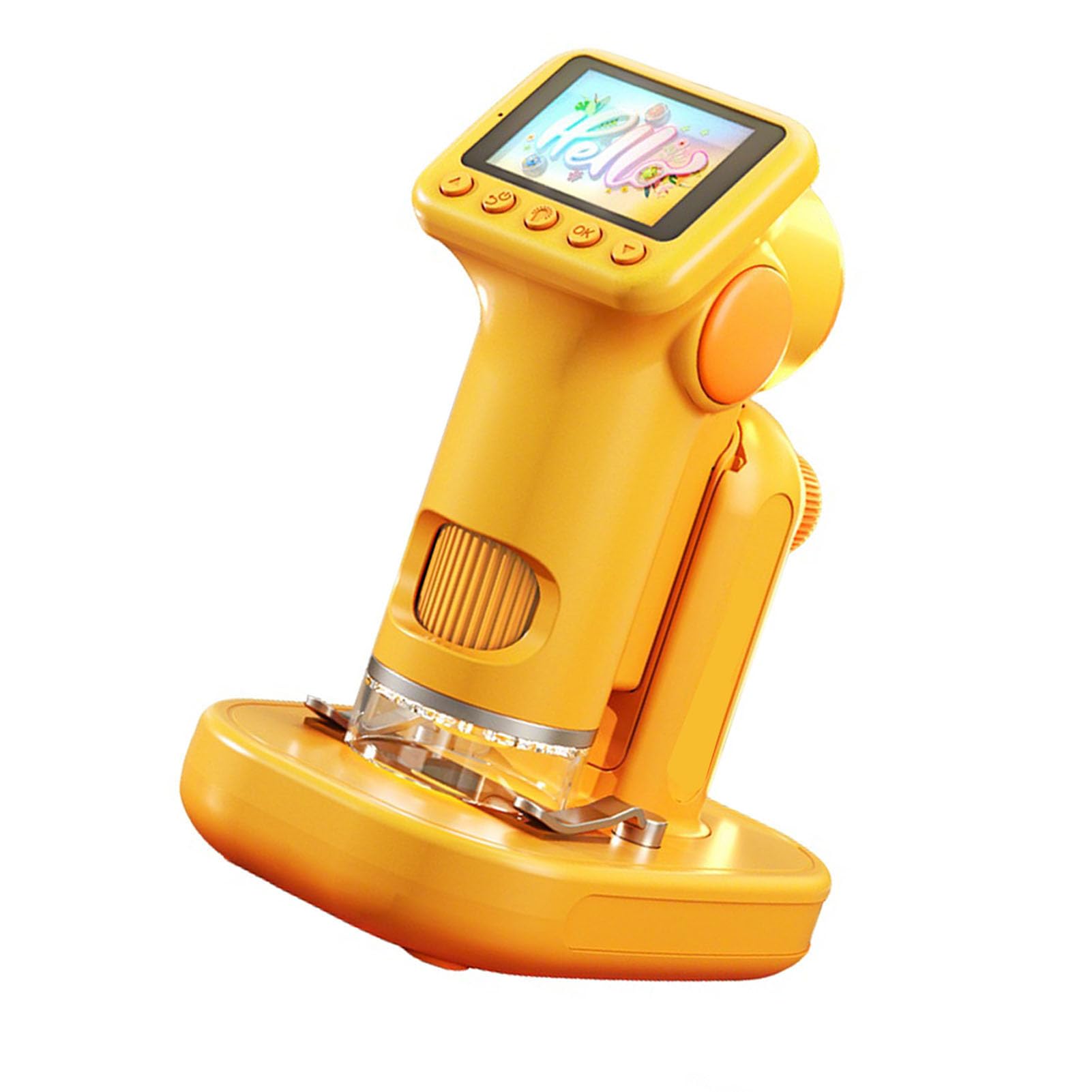 Dpofirs Microscopio Digital Ajustable 1600X con Pantalla de 2 Pulgadas y Luz LED Personalizable, Microscopio de Mano Recargable para Educación Infantil, Kit de Aprendizaje Stem