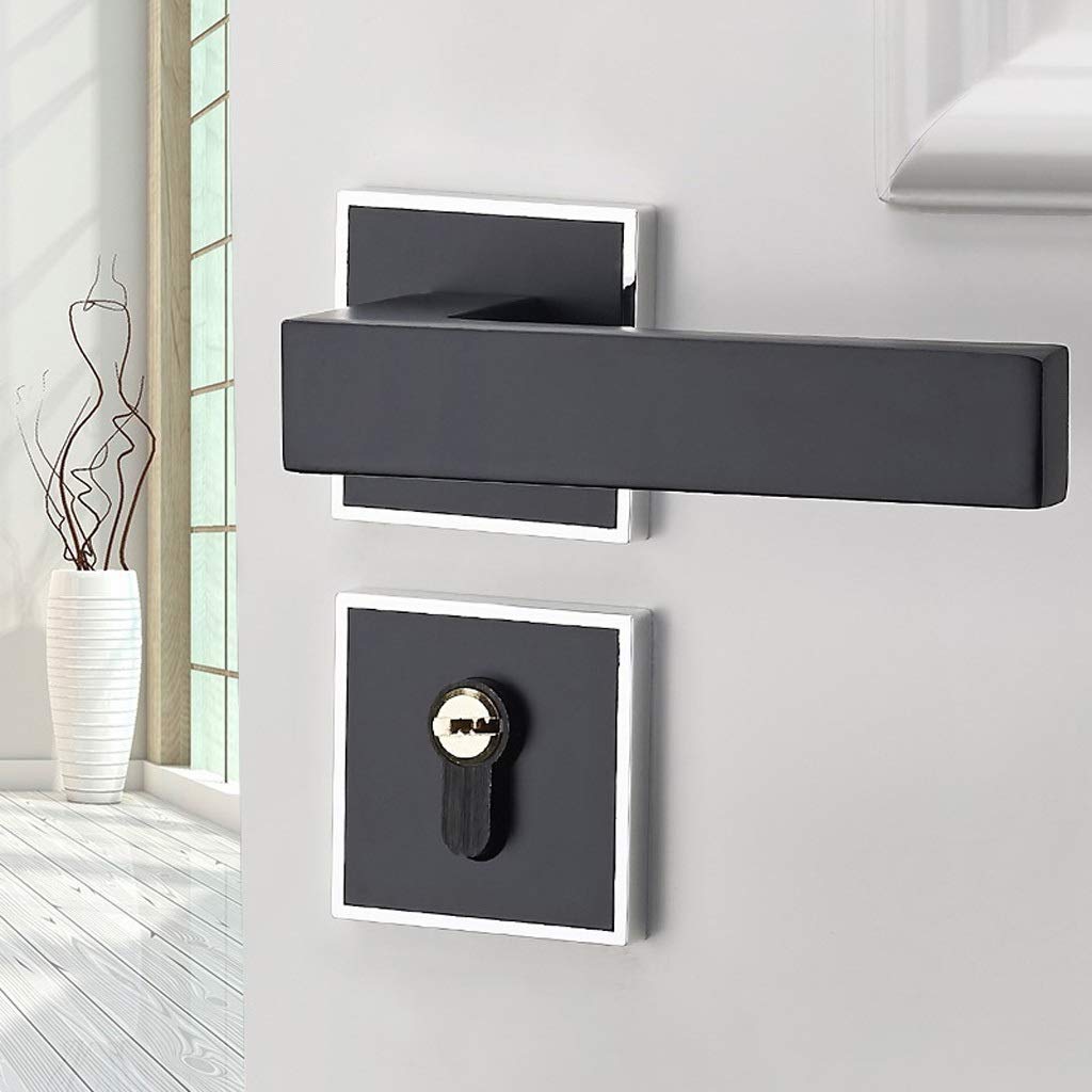 Verrou intérieur chambre solide poignée noire mate split universelle pour porte de maison
