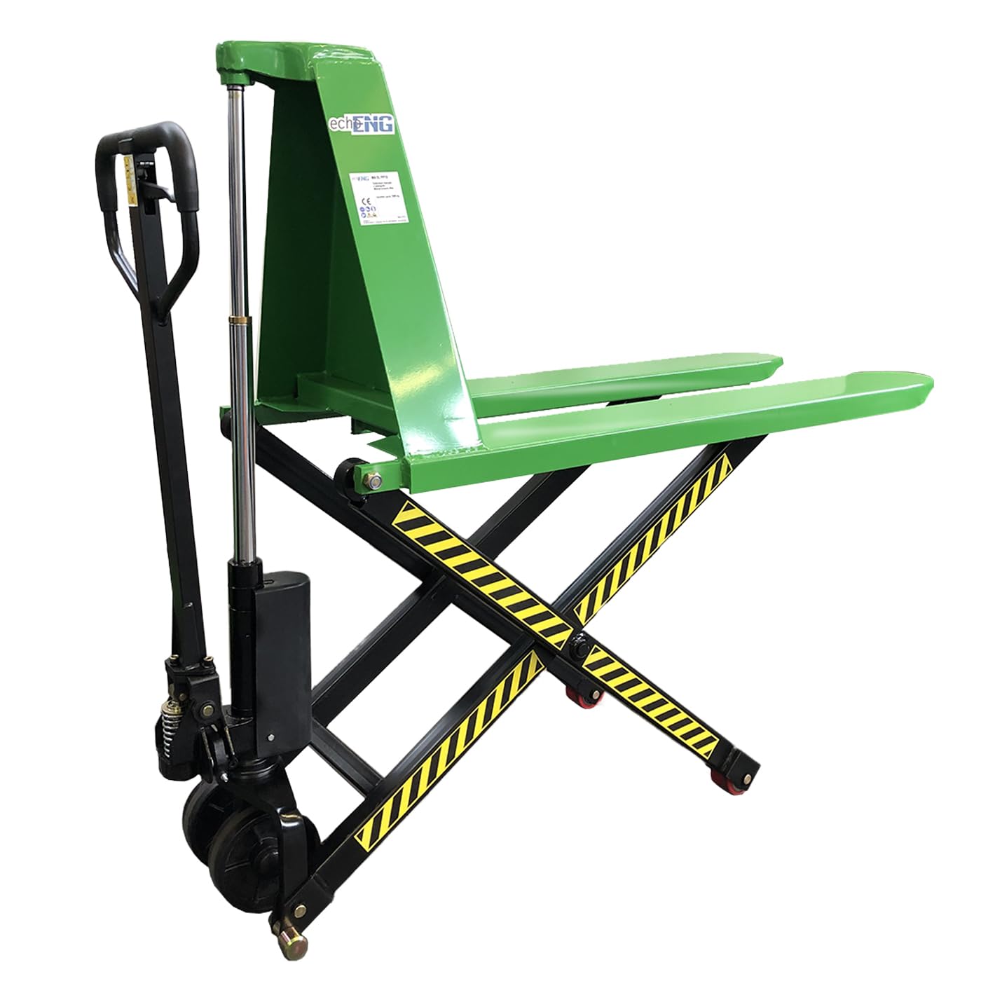 Transpallet manuale idraulico sollevatore a pantografo per pallet capacità fino a 1000 Kg 1 Ton Tonnellata, Altezza massima 850 mm – echoENG - MA SL PP10