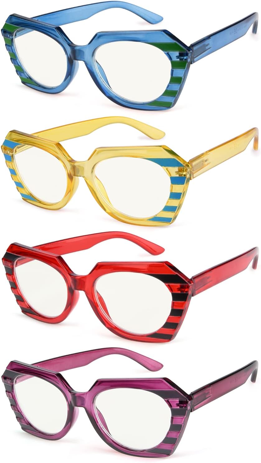 Eyekepper 4-Pack Progressive Multifocus Reading Glasses For Women Blue Light Blocking No Line Multifocal Readers