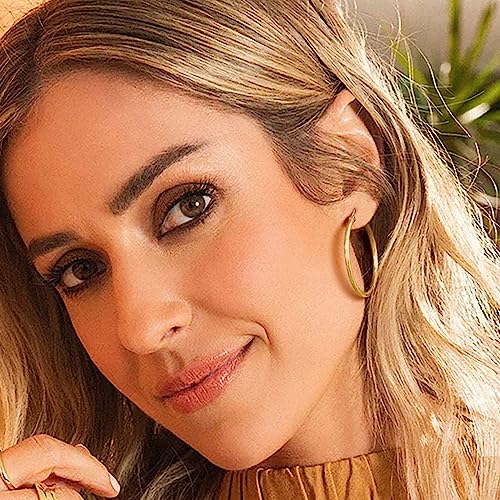 14K Gold Hoop Earrings - Large Hoop Earrings for Women - Hypoallergenic Gold Jewelry (35mm*2mm)2