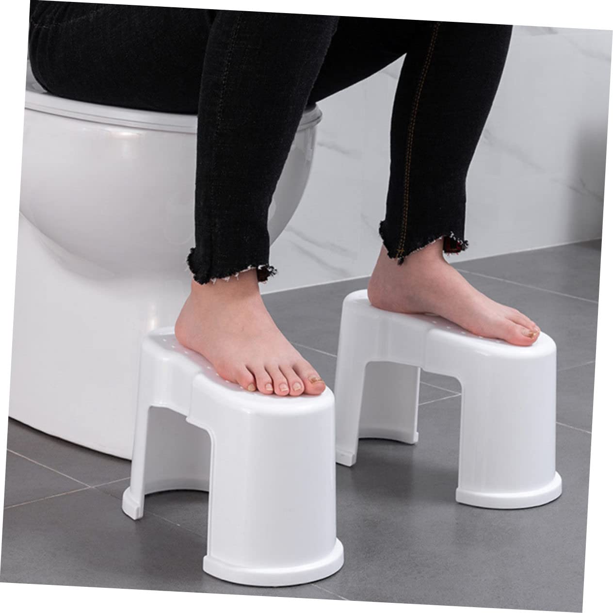 TOVINANNA 2pcs Non-Slip Plastic Toilet Footstools Potty Stool for Pooping Home Bathroom Stool