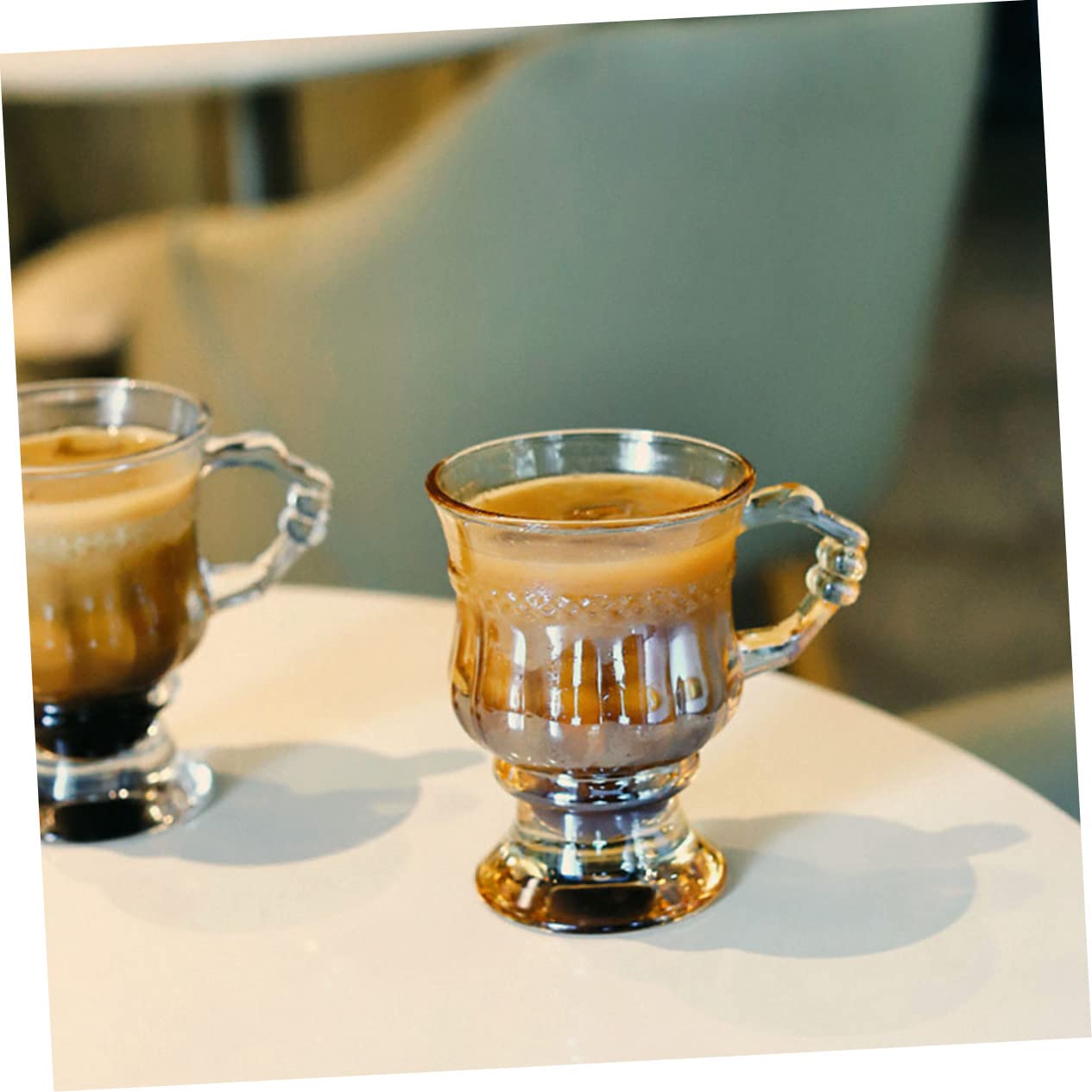 Cabilock Copas De Cristal Repujado 4 Unidades Vaso De Alta Altura Ideal Para Café Té y Postres.