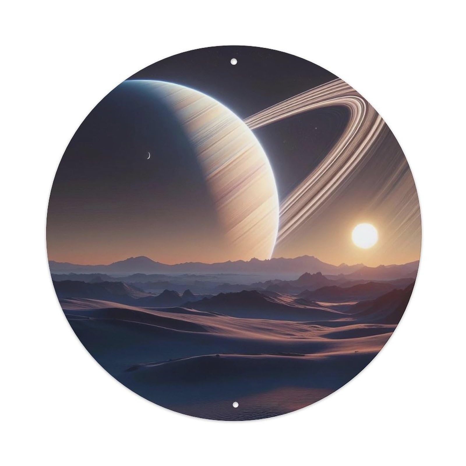 Space Poster Journey Through Planets Vintage Metal Tin Sign Plaque Wall Decor for Cafe, Club, Garden Round Metal Poster 8x8Inch