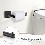 Towel Ring Set 4 Piece Bathroom Hardware Set Includes Towel Ring 2 Towel Hooks and Toilet Paper Holder Stainless Steel Wall Mounted (Matte Black)
