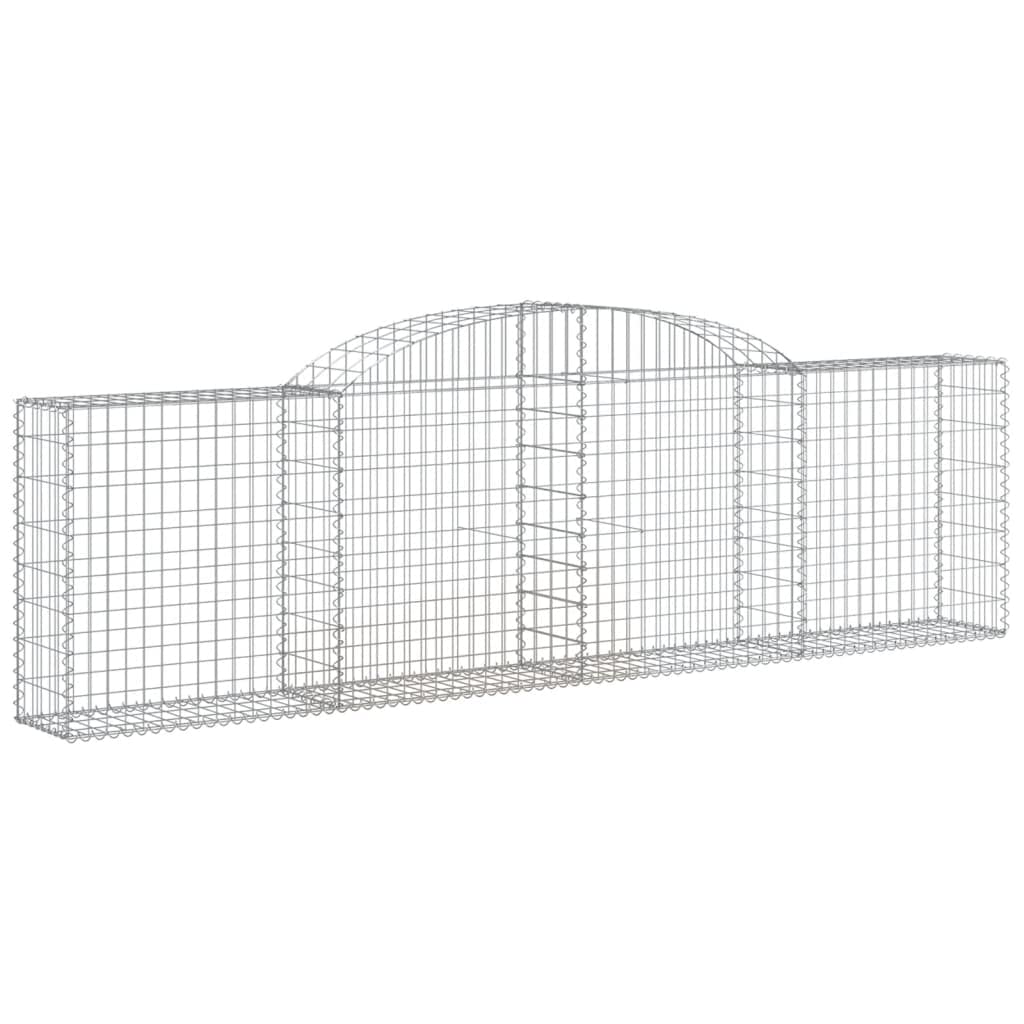 Gaviones con arco alto, 4 unidades, 300 x 30 x 80/100 cm, hierro galvanizado para barrera de jardín y protección visual como pared decorativa de gaviones insonorizada resistente a la corrosión