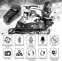 Vista 3 de QSPORTPEAK Kit de intercomunicación Bluetooth para casco de motocicleta, M2 1000M 5.0 Bluetooth sistemas de comunicación para casco de motocicleta