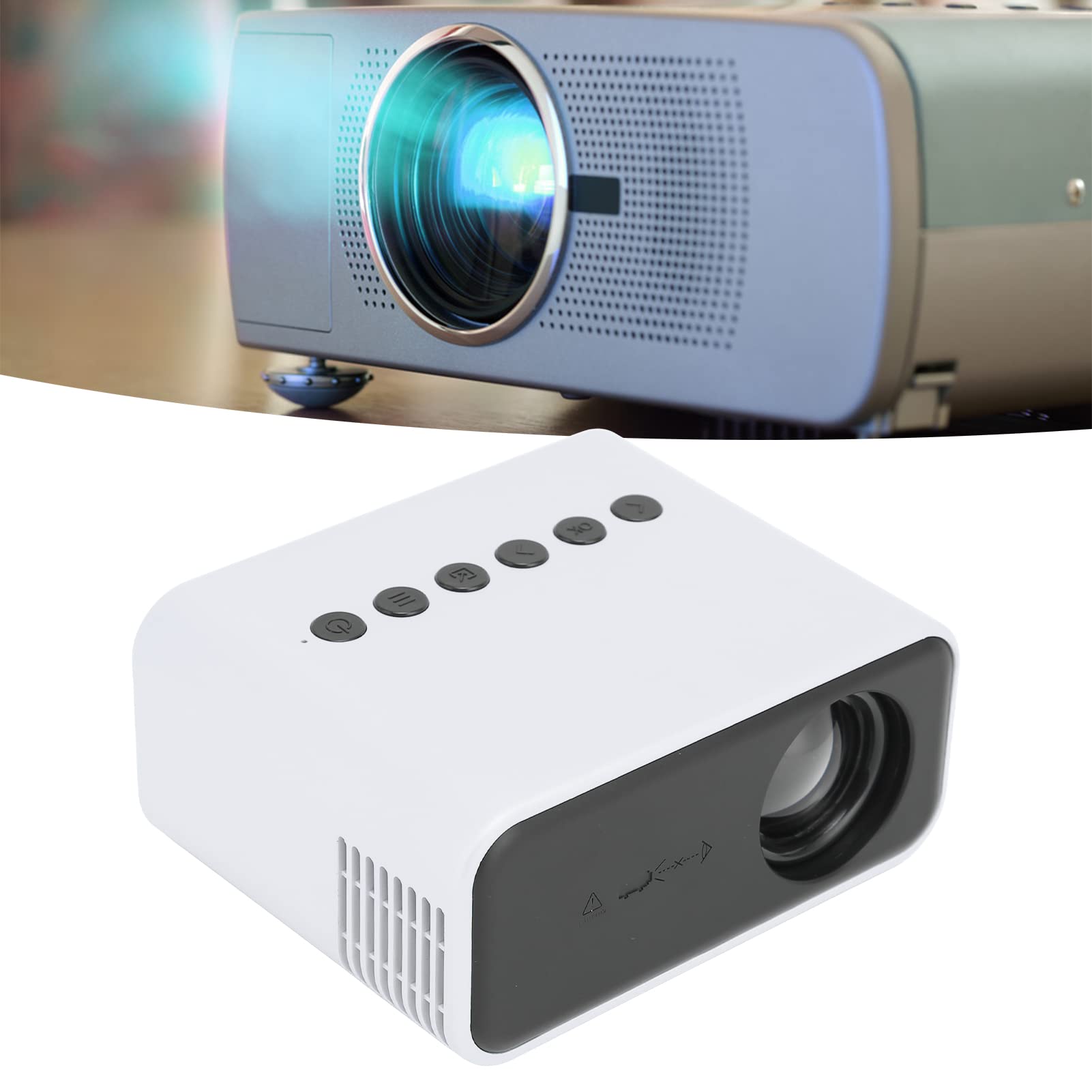Mini Proiettore, Mini Proiettore Portatile, Proiettore per Telefoni Cellulari Home Theater per Proiezione su Schermo Proiettore Intelligente Ricaricabile per Viaggi (Giallo)