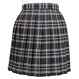  OCHENTA Mujeres Falda Escocesa Plisada con Cintura Escuela Uniforme Falda Cuadros Verde Oscuro XXS (CN Lable XS)