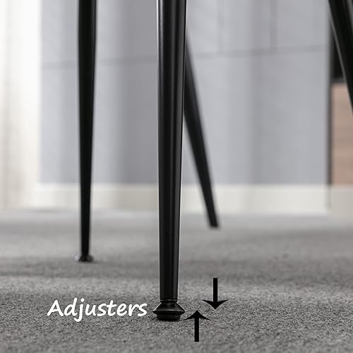 Miniatura 5 de Juego de 2 sillas de comedor modernas, sillas de comedor tapizadas de lino, sillas laterales sin brazos con patas negras, sillas de cocina con