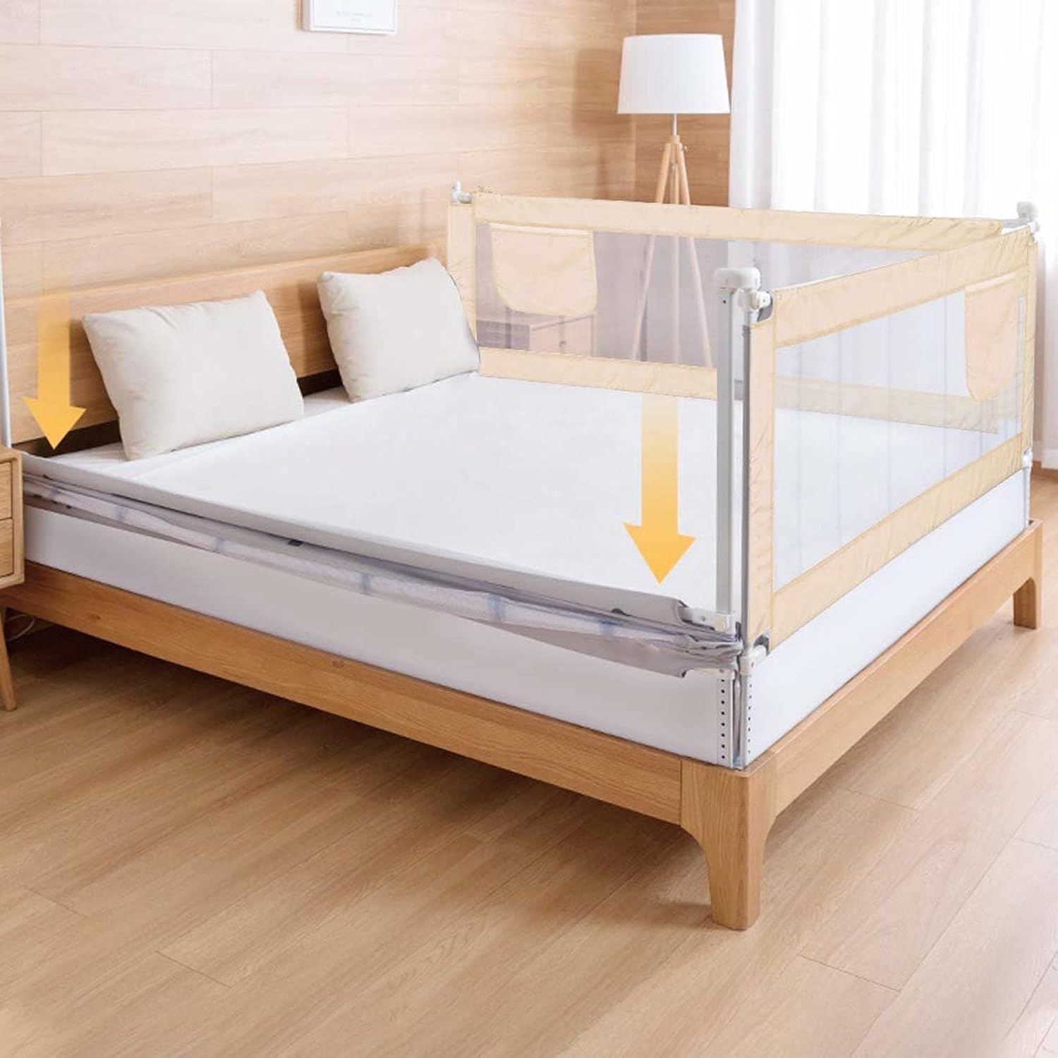 Höhenverstellbares Bettgitter Absturzsicherung für Bett, tragbares Bett Schutzgitter für Kinder & Familienbett, Baby Bettgitter für Boxspringbett (180x80cm)