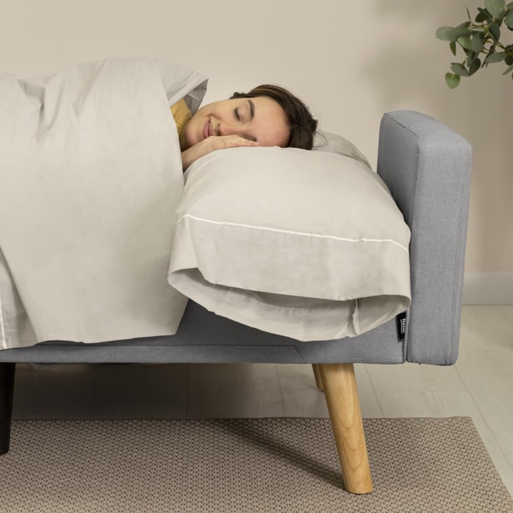 Nalui - Divano Letto 3 Posti Clic Clac 203x82x78cm One Dots con 2 Cuscini e Piedi Legno | Reclinazione Regolabile | Grigio