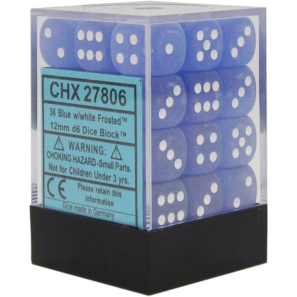 Dice Block with 36 d6 Frosted Blue w/white