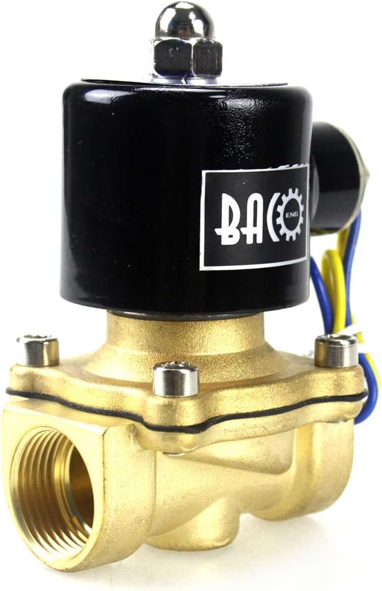 BACOENG 3/4" DC12V Electric Solenoid Valve (NPT, Brass, Normally Closed)