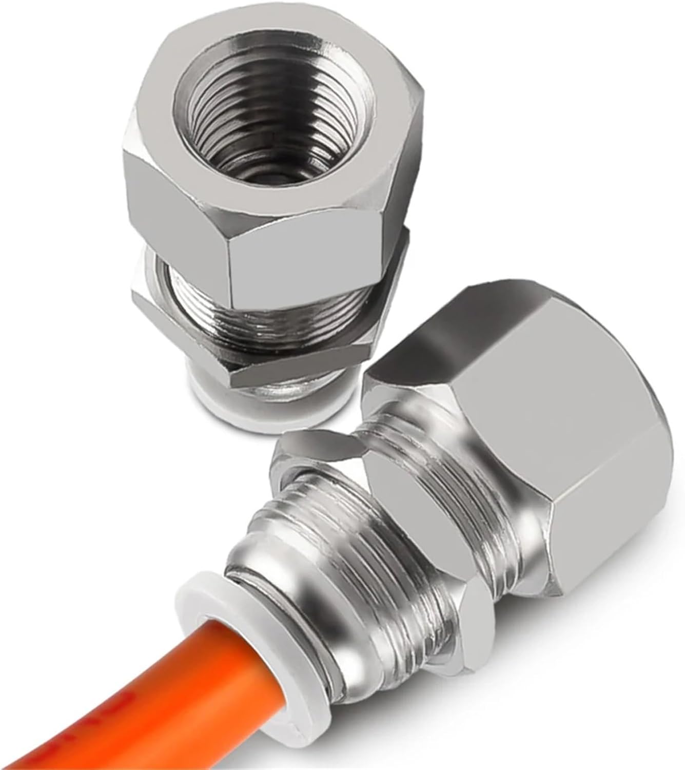 1pc PMF Bulkhead Fixing Pneumatic Quick Connector Inner Thread PT1/8 1/4 3/8 1/2 Air Pipe Hose 46 8 10 12 mm Brass Nickel Plating(PMF4-01)