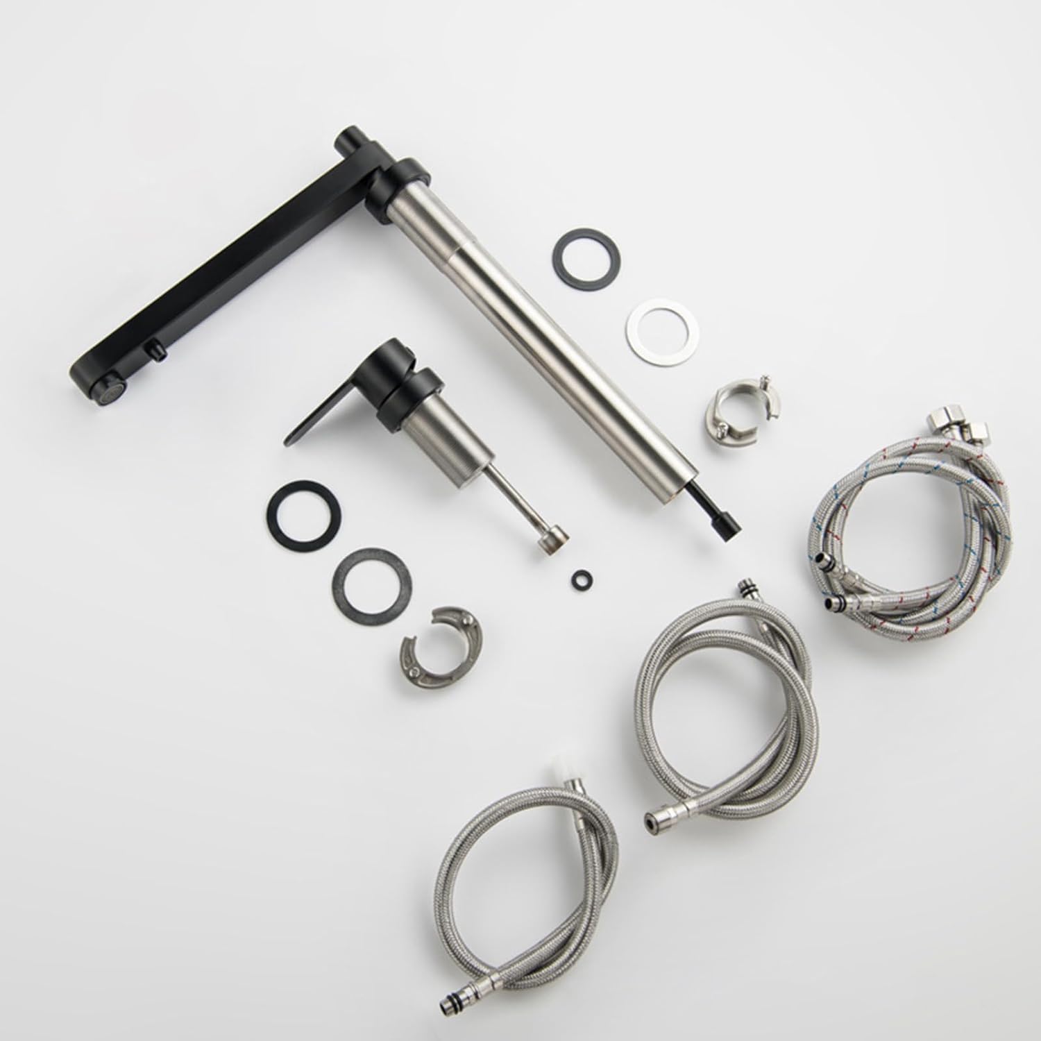 Grifo de 3 vías, grifo negro con filtro de agua de 3 vías, grifos de cocina para beber, grifo de cocina para ventana frontal, caño giratorio de 360 ​​°, agua fría y caliente