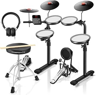 HAMPBACK MK-0 PRO Electric Drum Set with 4 Quite Mesh Drum Pads