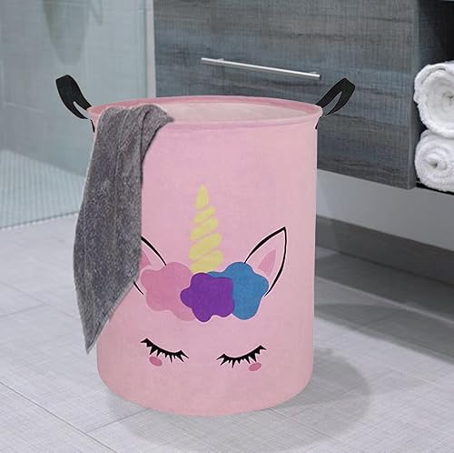 Miniatura 6 de Cesta redonda para ropa sucia, cesta organizadora de lavandería, cesta de almacenamiento, caja de ropa, cesta de guardería, cesta de regalo con asas