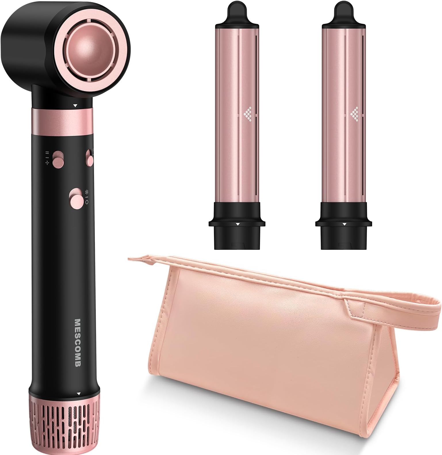 3 in 1 Air Styler with High-Speed Hair Dryer Brush & Air Curler for Curling, Negative Ions Frizz-Free Styling Drying, No Heat Damage, Fit for All Hair Types Hot Hair Styler with Travel Case