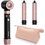 3 in 1 Air Styler with High-Speed Hair Dryer Brush & Air Wrap Curler for Curling, Negative Ions Frizz-Free Styling Drying, No Heat Damage, Fit for All Hair Types Hot Hair Styler with Travel Case