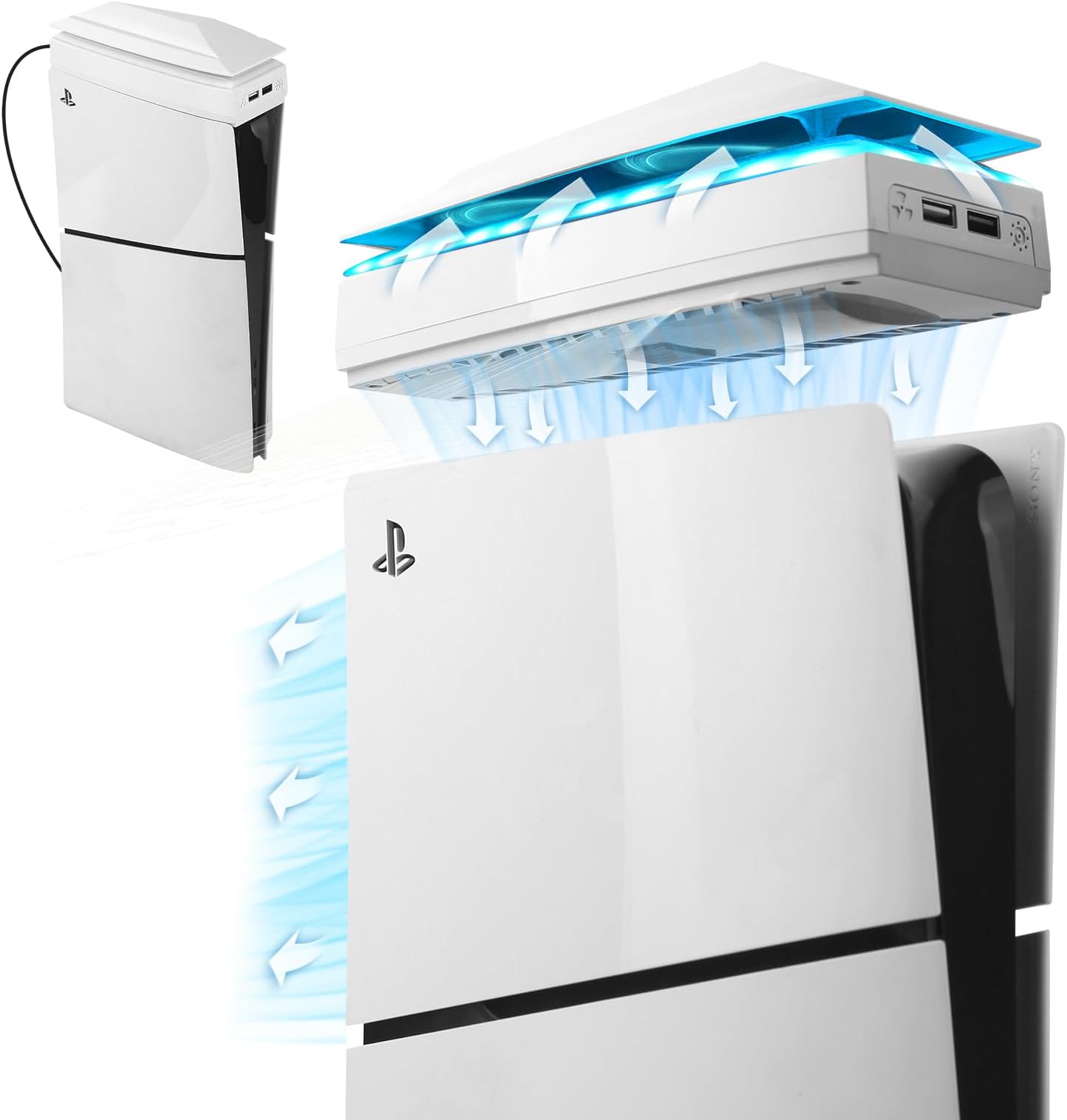 Raryars PS5 Slim Console Cooling Fan with Dust Cover