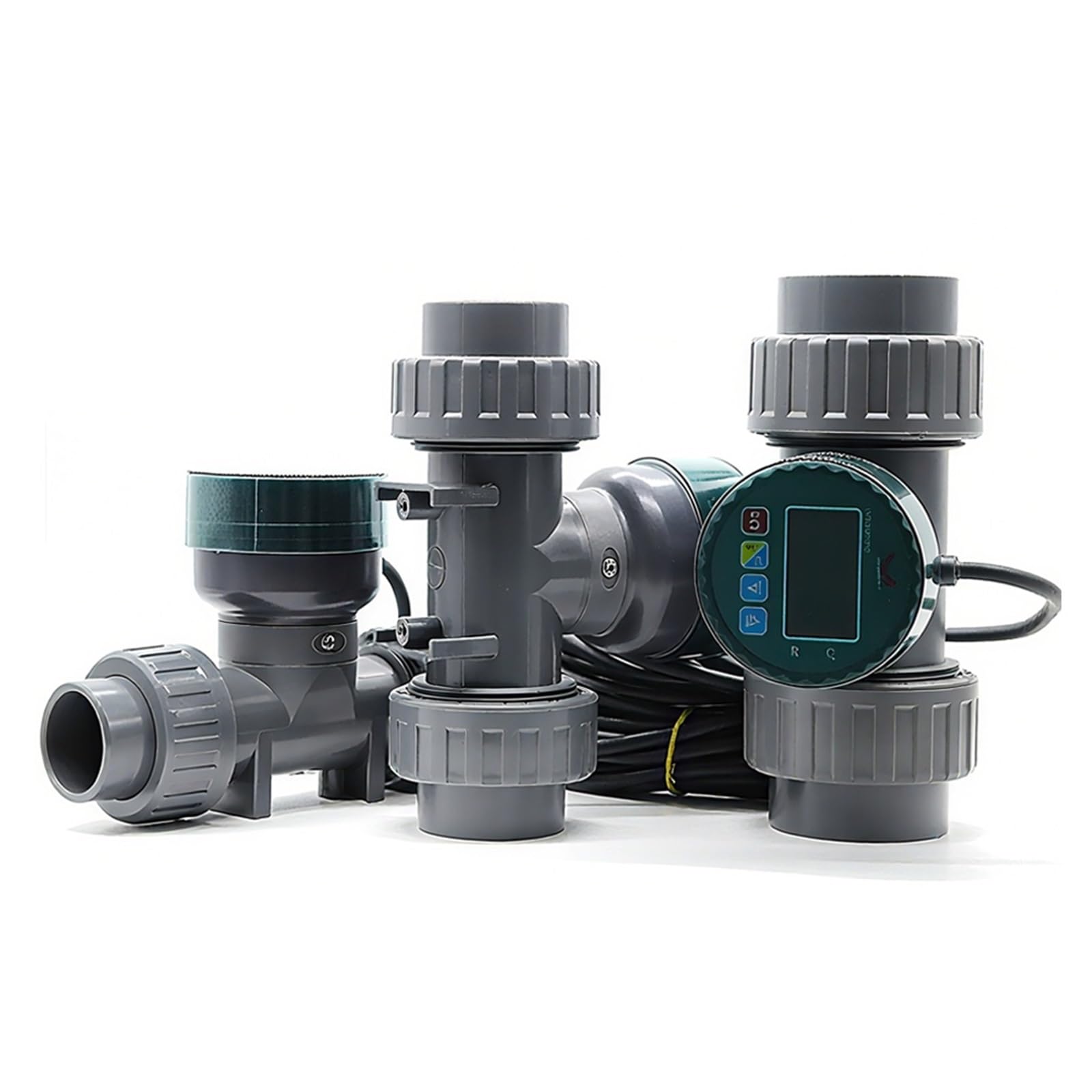 RS485 - Medidor de flujo electrónico inteligente de alta precisión con pantalla digital, sensor de flujo de agua UPVC para riego de jardín de granja (DN50)