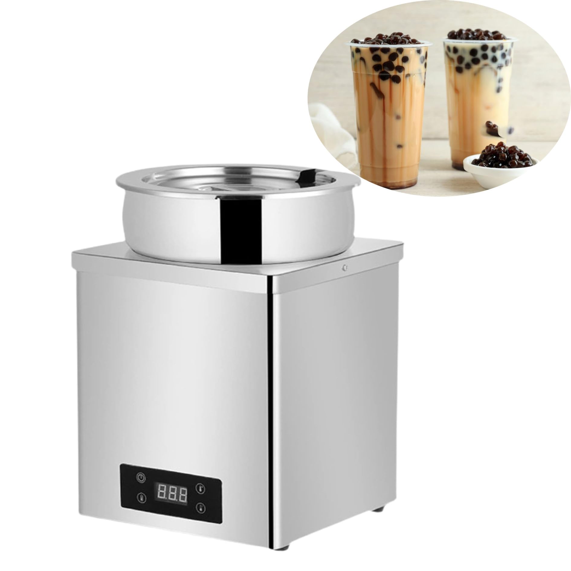 Templadora de Chocolate Comercial de 600 W, Olla de Acero Inoxidable para Sopa de encimera, para Perlas de conservación del Calor, Papilla, Bolas de Taro y Sopa,7L