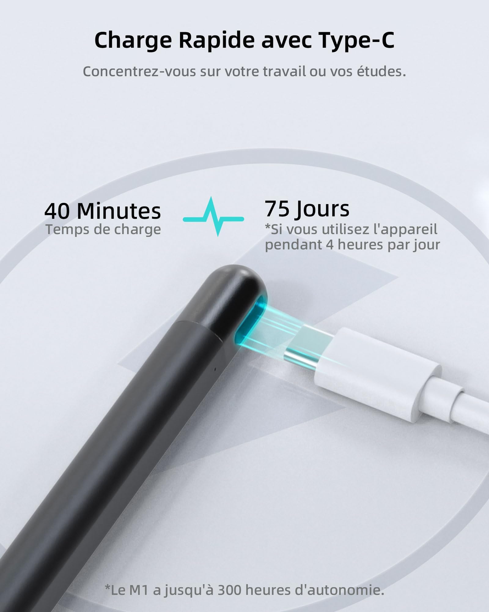 Metapen Stylet M1 pour Surface,300H d'Autonomie,Charge Rapide USB-C,2 en 1 Bouton,Super Magnétique,Reject de Paume,Stylet pour Surface Pro 10/X/9/8/7/6/5/4,Surface Laptop 2/3/4/5/Duo/Studio/Kobo/ASUS