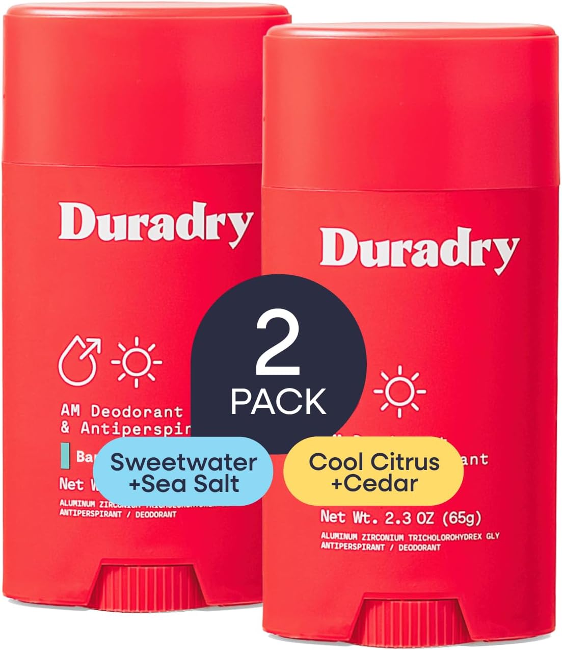 Clinical-Strength Antiperspirant Deodorant for Women and Men - Clean formula with Natural Ingredients, Odor, and Excessive Sweat protection for Armpits - Sweatwater + Sea Salt/Cool Citrus + Cedar