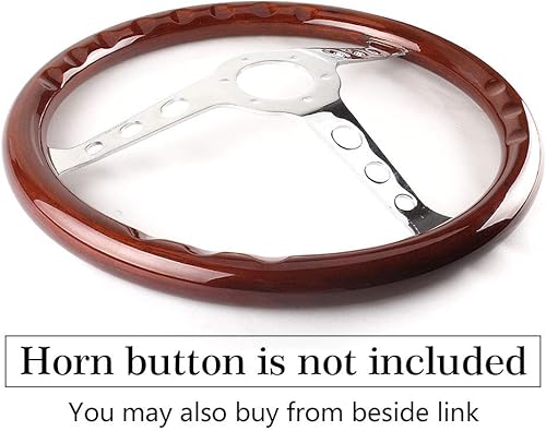 Miniatura 3 de Volante de madera Top10 Racing de 15 pulgadas, estilo nostalgia clásico, con 3 soportes, remachado, agarre de madera ligero (3 agujeros de soporte)